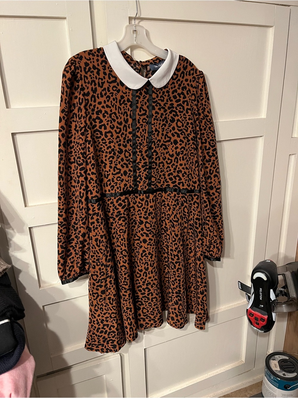 Mod Cloth Leopard Print Brown Dress with White Peter Pan Collar